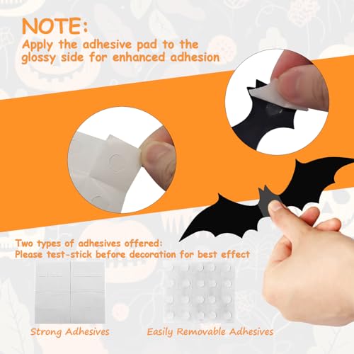 Halloween Bat Stickers - 60 Waterproof Reusable Wall Decals for Holiday Decor