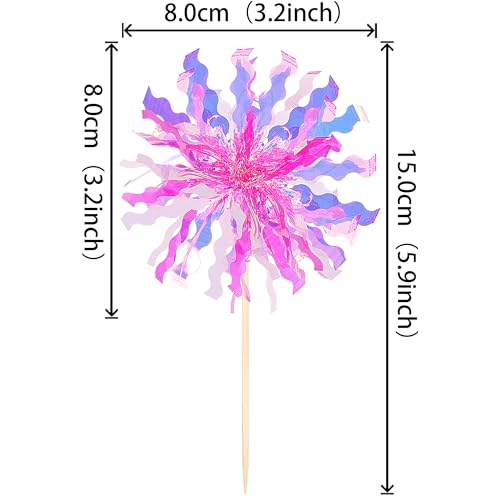 Foil Firework Cupcake Toppers - Design 21, 40 Pack Birthday Party Decorations