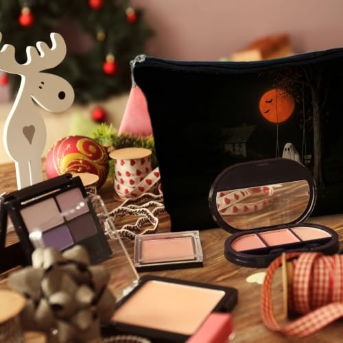 Gothic Halloween Ghost Makeup Bag for Women - Funny Ghost Design, 13x7.8 Inches