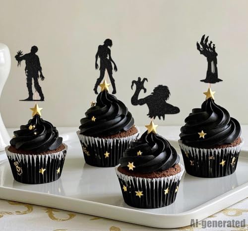 24Pcs Halloween Zombie Cupcake Toppers - Horror Party Decorations