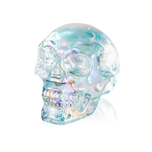 Clear Crystal Skull Ornament - Hand-Carved Healing Stone for Meditation & Spiritual Decor - Unique Gift