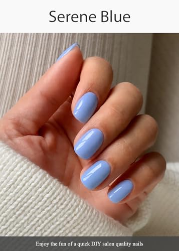 Semi Cured Gel Nail Strips - Serene Blue, 20 Pcs Salon-Quality Nail Wraps