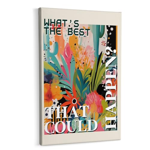 Maximalist Floral Framed Canvas Wall Art Decor 16x24 Inches - Eclectic Botanical Home Decoration