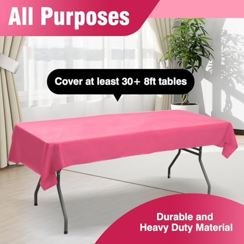 Fuchsia Plastic Table Cover Roll 40 Inch x 300 Feet Disposable Rectangular Tablecloth - Colorful Party Table Decor