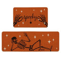 Skeleton Halloween Kitchen Mats Set of 2 - Orange, 17x29 & 17x47 Inches