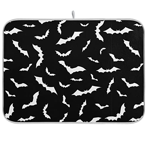 16x18 Bat Dish Drying Mat - Halloween Kitchen Counter Absorbent Microfiber