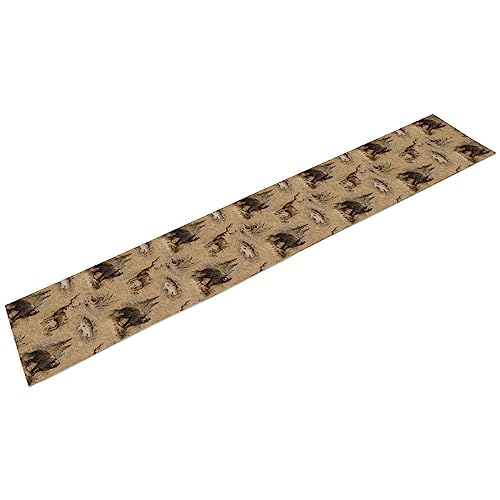 Retro Rustic Table Runner 13x120in - Moose Deer Bear Forest Design