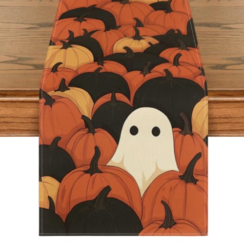 Halloween Table Runner 13x108 Inch Orange Polyester Home Party Decor - Variation of THIS listing