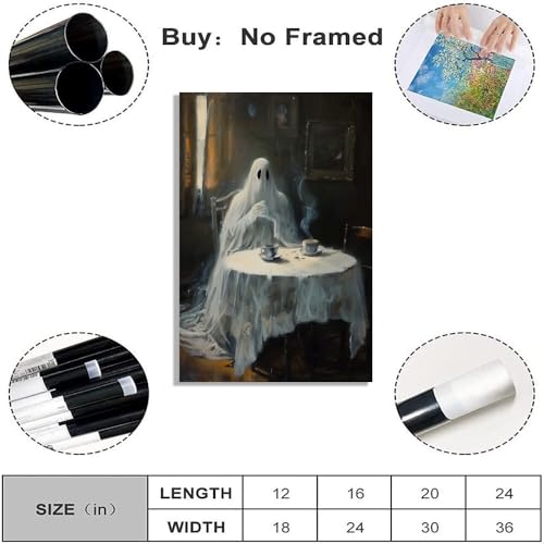 Halloween Ghost Wall Art Canvas Poster 8x12 Unframed Victorian Gothic Decor