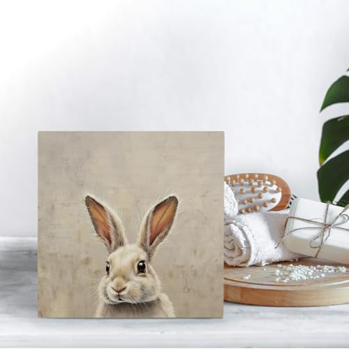 Rustic Easter Bunny Wooden Desk Sign - Holiday Farmhouse Home Decor - Variation 002