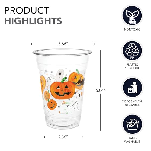Party Essentials 16 Ounce Halloween Printed Plastic Party Cups - 20 Count