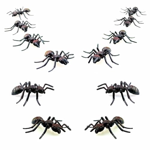 Realistic Fake Ants Party Decorations - 12 Plastic Insects for Halloween & Pranks