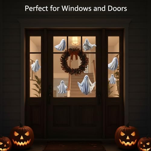 Halloween Ghost Window Clings - Reusable Static Decals for Glass Windows