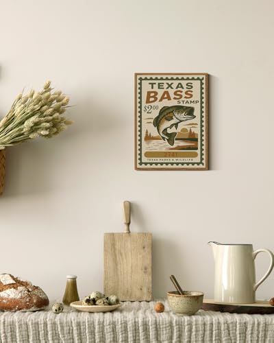 Largemouth Bass Wall Art - Vintage Framed Canvas Poster for Man Cave & Lake House