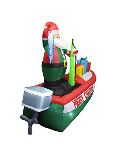 8 Foot Inflatable Santa Claus on Fishing Boat Outdoor Holiday Decor