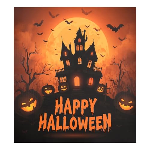 Halloween Haunted House Pumpkins Orange Dishwasher Magnet Cover - Festive Kitchen Decor