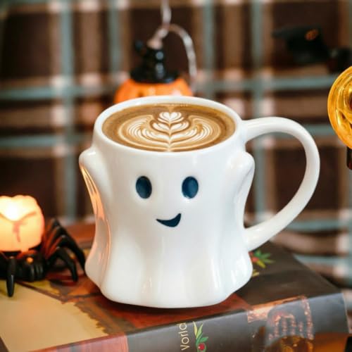 Halloween Ghost Coffee Mug - 14oz Ceramic Spooky Cup for Kids & Adults