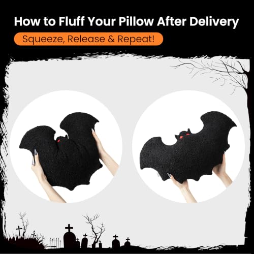Bat Pillow Set of 2 - 23.6" & 19.6" Halloween Plush Decorative Pillows - Variation L+M