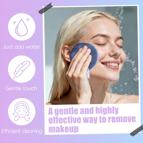 Reusable Makeup Remover Pads with Storage Box - Gentle Facial & Eye Cleansing Wipes Set