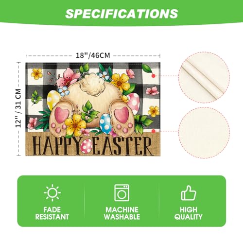 Easter Placemats Set of 4 - Buffalo Plaid Bunny Egg Spring Dinner Decor
