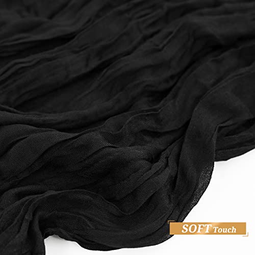 Black Cheesecloth Table Runner Set - 6 Pack Extra Wide 35x120 Inch - Bohemian Wedding Decor