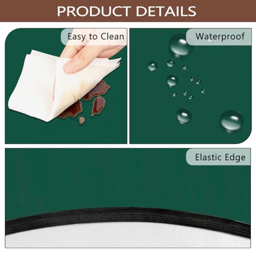 Outdoor Round Tablecloth with Umbrella Hole - Waterproof & Elastic Fit, 44 Inch - Green