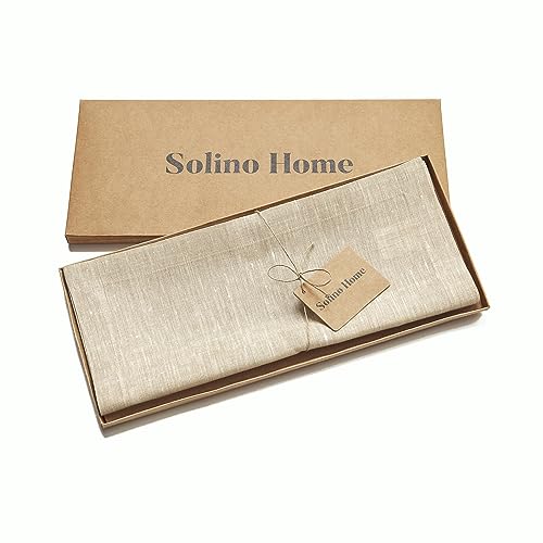 Pure Linen Table Runner Beige 14x48 in Athena - Handcrafted, Machine Washable