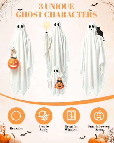 ALKB Halloween Window Clings Stickers - Ghost Halloween Window Decorations