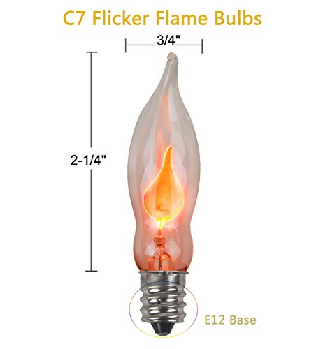 C18 Flicker Flame String Lights - 10Ft Outdoor Christmas & Halloween Lights, Green Wire, End-to-End Connectable