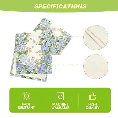 Hydrangea Wildflowers Table Runner 13x48 Inch - Blue Summer Decor