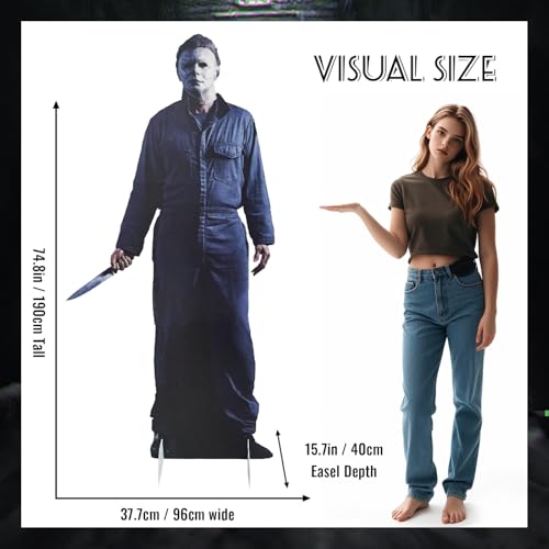 Life Size Horror Cardboard Cutout Halloween Michael Figure Decorations - Blue Variation