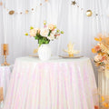 Iridescent White Round Sequin Tablecloth 72 Inch Wedding Birthday Decor - Sparkly Overlay