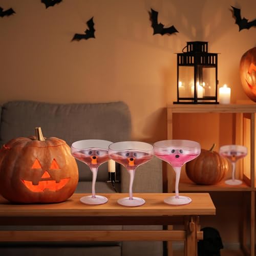 Halloween Ghost Martini Glasses - Pink, 4 Pack, 13 oz Cocktail Cups