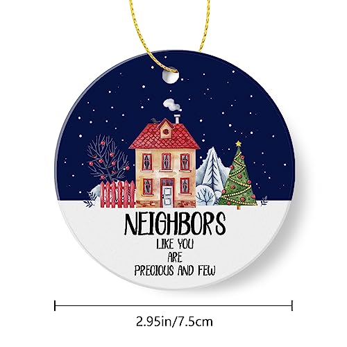 Neighbor Christmas Ornament 3 Inch Ceramic Keepsake with Gold Hanging String