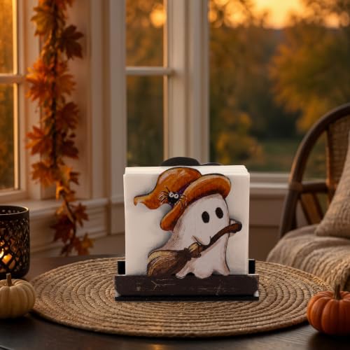Halloween Ghost Wooden Napkin Holder - Rustic Farmhouse Table Decor - Variation: Ghost