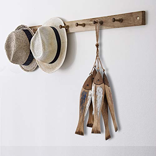 7.5 Inch Wooden Fish Wall Decor Nautical Hanging Wall Art - Coastal Home Decoration
