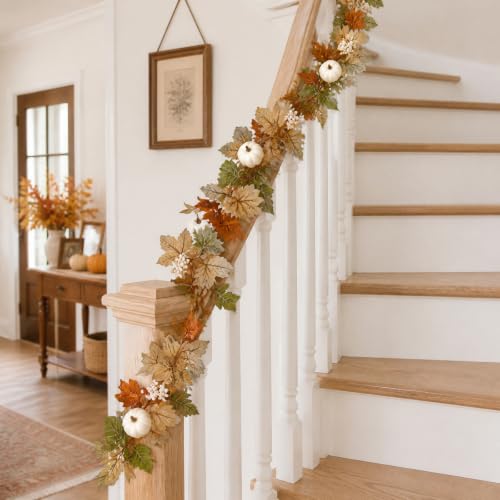 Autumn Maple Leaf Pumpkin Berry Garland - Fall Decor Wreath