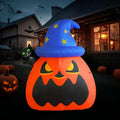 6FT Inflatable Wizard Pumpkin and Cat Halloween Yard Decorations with LED Lights