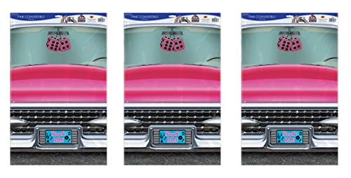 Pink Convertible Photo Booth Props Set - 3 Pieces for 50s Retro Theme Party - 25" x 36.5" - Pink & Rock & Roll Variation