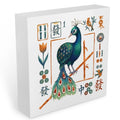 Wooden Bird Mahjong Desk Sign - White 1479, Rustic Table Decoration