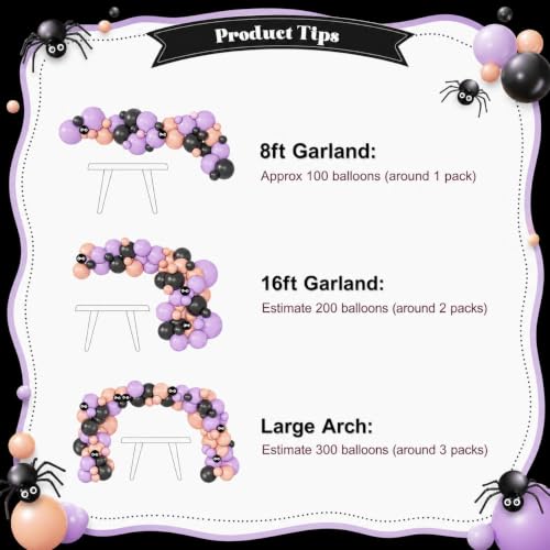 Halloween Balloon Arch Kit - Pink, Black, Purple, Peach Party Decorations