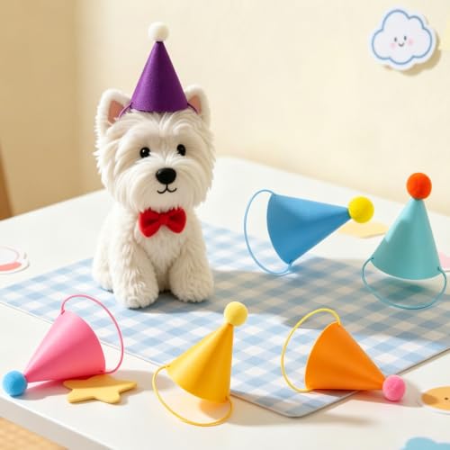 Mini Felt Party Hats for Stuffed Animals and Pets - 12 Pack, 4.3 Inch