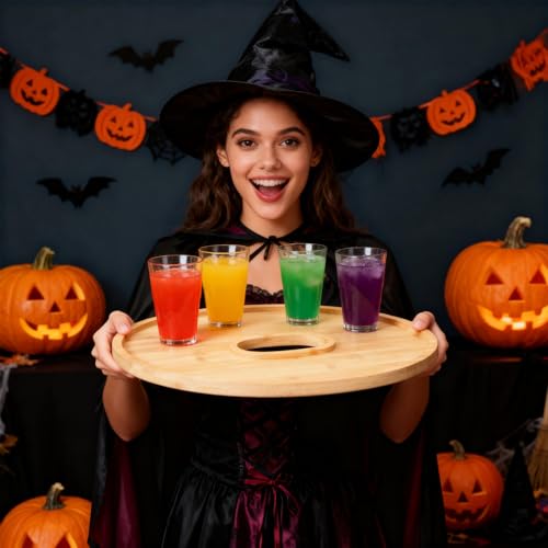 Halloween Charcuterie Board Set with Bamboo Trays & Dipping Saucers - Boo Theme Party Platter