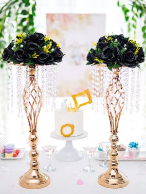 Wedding Flower Centerpieces Set - Black Silk Flower Balls, 10 Pack - 10" Diameter