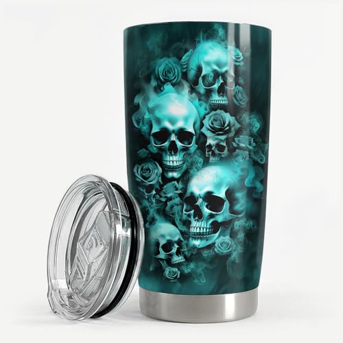 Skull 20oz Stainless Steel Insulated Travel Mug Cup – Goth Gothic Gift Variation