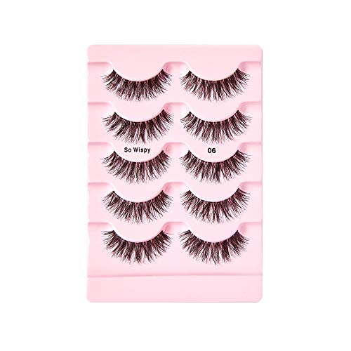 Wispy Natural Hair False Eyelashes 5 Pairs Pack for Contact Lens Wearers