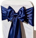 50 Pcs Satin Navy Blue Chair Sashes Bows 7x108 Inches for Weddings & Events - Variation of Navy Blue