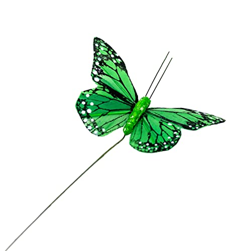 Feather Butterfly Decorations Set of 12 - 3 Inch Monarch Butterfly Decor - D Variation