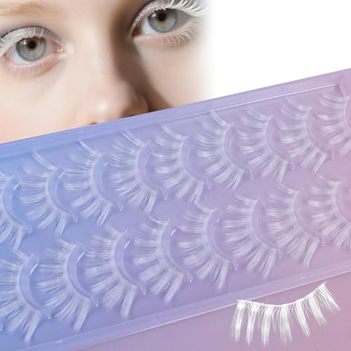Anime False Eyelashes Wet Look 3D Multi-Layered Fluffy Wispy Cat Eye Lashes - White H02