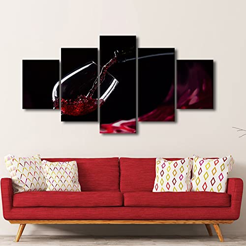 Red Wine Wall Art Canvas Print - 60''Wx32''H Modern Food Decor - Framed & Ready to Hang